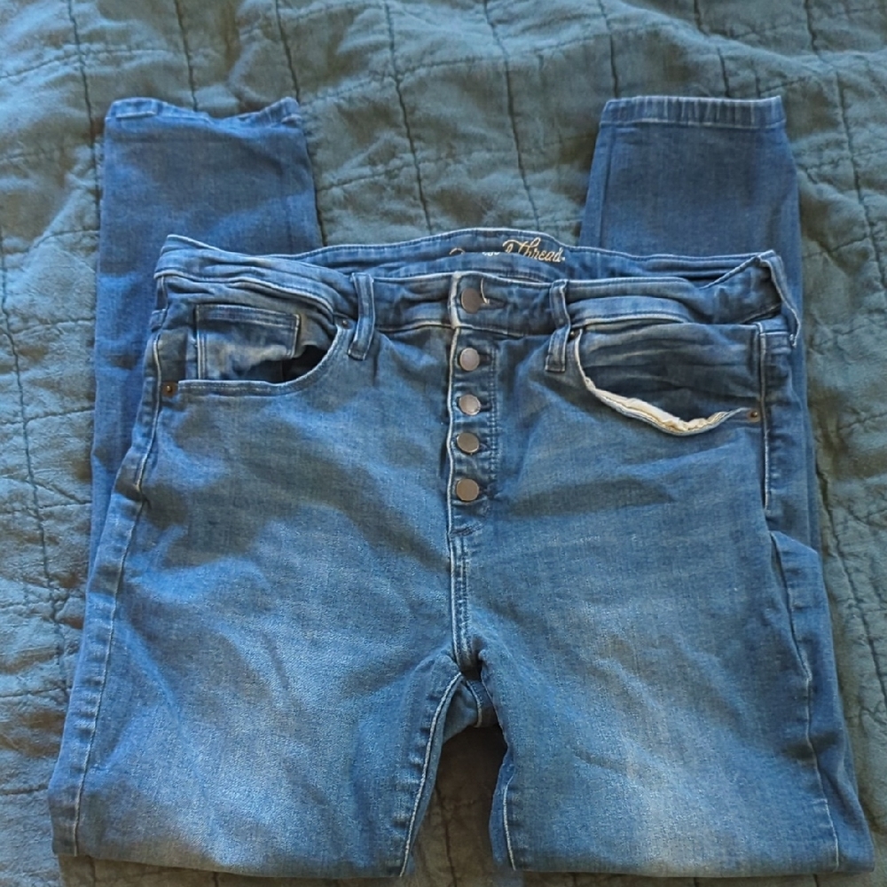 Button Fly High Rise Skinny Jeans